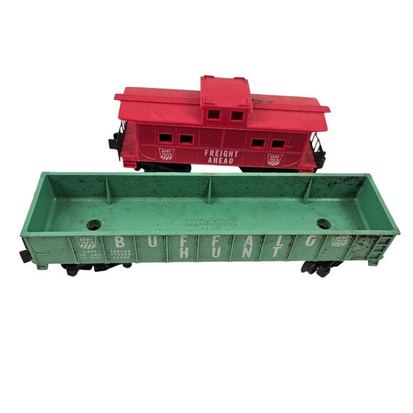 Vintage American Flyer Red Caboose Green Gondola Game Train Cars AC Gilbert - Picture 1 of 13